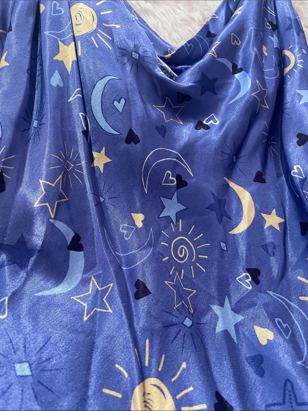 Zara Purple Satin Slip Dress with Celestial Gold Print - Picture 4 of 6